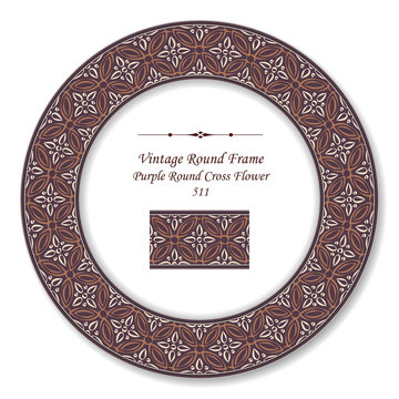 Vintage Round Retro Frame 511 Purple Round Cross Flower