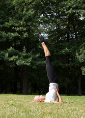 Beautiful woman doing yoga exercises