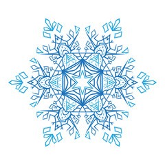 Hand-drawn doodles natural snowflake. Zentangle mandala style.