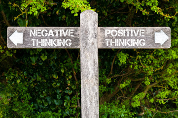 Negative Thinking versus Positive Thinking directional signs