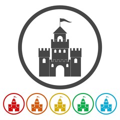 Castle Building Architecture Company Logo Vector Icon Set
