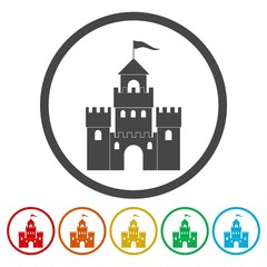 Obraz premium Castle Building Architecture Company Logo Vector Icon Set