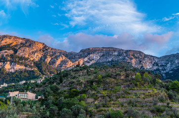 Fototapeta na wymiar Beautiful panorama of the town Deia on Mallorca, Spain