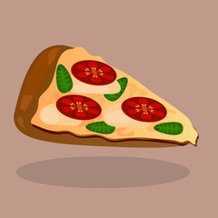 vector pizza with tomato slices and mozzarella