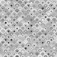 geometric abstract background. black and white mosaic circles. seamless pattern. vector illustration.