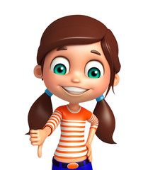 kid girl with Thumbs down pose