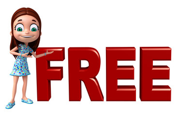 kid girl with Free sign
