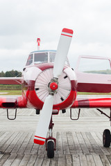 Private jet is parked on a summer day