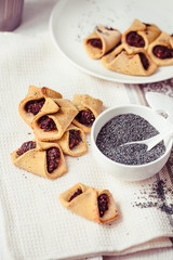 corn cookies with paste from poppy seeds and dried fruit, vegan