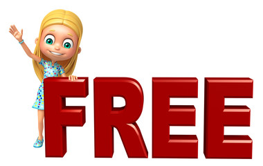 kid girl with Free sign