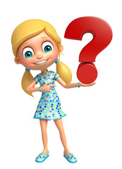 kid girl with Question mark sign