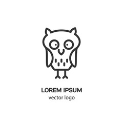 Line style logotype with an owl. Isolated on white background and easy to use. Clean and minimalist symbol. Modern easy to edit logo template.