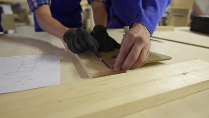 Students in woodwork training course