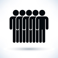 Black five people man figure with drop shadow