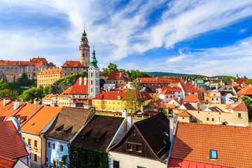 Naklejka na ściany i meble Beautiful old town at Cesky Krumlov, Czech Republic. UNESCO World Heritage Site.