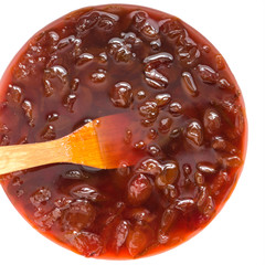 Making plum jam.