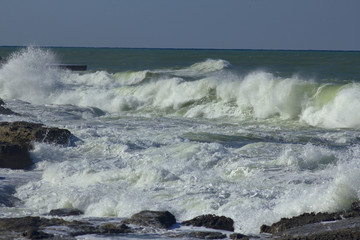 Splash of water. Storm on the sea in Beirut, Lebanon
