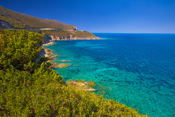 Stunning coastline view near Licciola on Corsica island