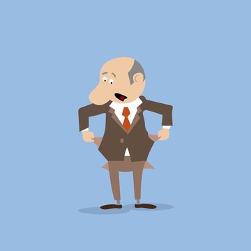 poor businessman turned out his pockets. vector illustration of cartoon