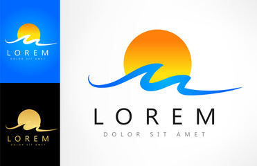 Obraz premium waves and sun vector symbol