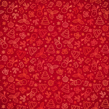 Red Christmas paper vector seamless pattern