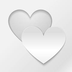 Cut out paper heart Valentines day card