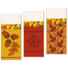Vector Autumn Knitted Banners Set 2