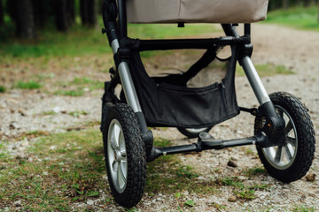 Baby stroller in forest