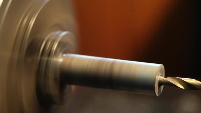bore drilling on lathe Turning Stainless Steel close-up