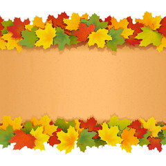 Naklejka na ściany i meble Vector Paper Border with Maple Leaves