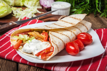 Tasty fresh wrap sandwich.
