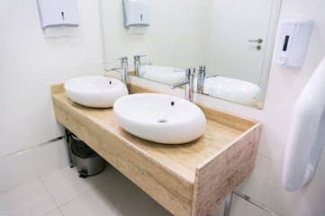 Bathroom sink in restaurant