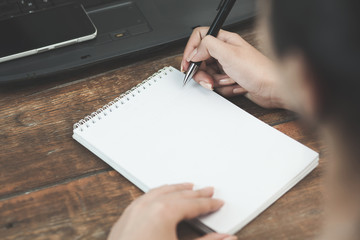 woman in working table