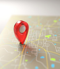 GPS mark on the road map. - obrazy, fototapety, plakaty