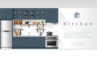 Interior design Modern kitchen background , vector, illustration