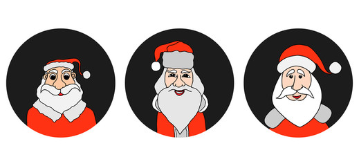 Fototapeta premium Santa Claus colorful round icons set