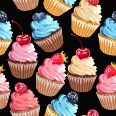 Seamless cupcakes and polka dot