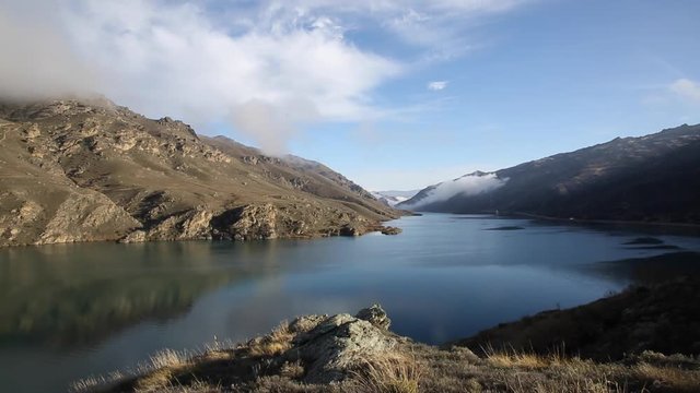 Lake Dunstan New Zealand, cloud time lapse