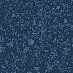  seamless pattern, Many object purchased in the shop. Shopping  background concept. In flat thin lines outline style icons with shop 