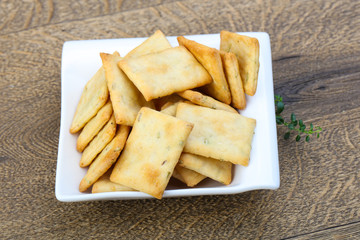 Crackers in the bowl