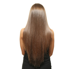 Naklejka premium Woman with long hair on white background