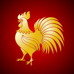 Vector illustration of rooster, symbol on the Chinese calendar.