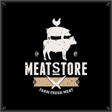 Retro styled butcher shop logo