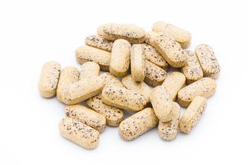 Alternative Medicine. Vitamin capsules. Homeopathic supplement.