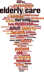 Eldery care word cloud concept. Vector illustration
