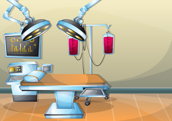 cartoon vector illustration interior surgery operation room with separated layers in 2d graphic