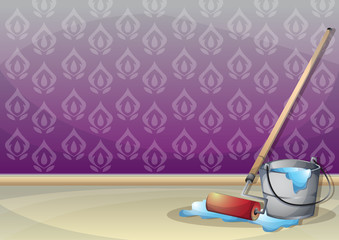 cartoon vector illustration interior painting wall with separated layers in 2d graphic