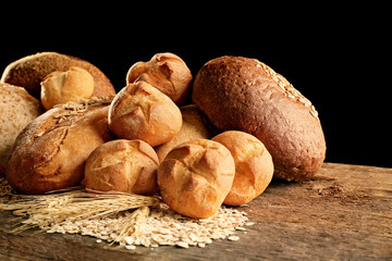 Fresh bread on dark background