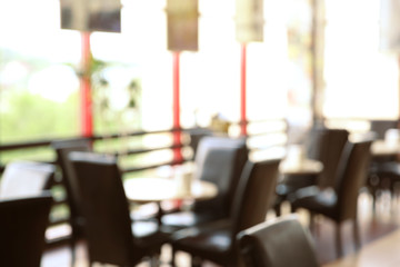 Blurred view of modern cafe interior