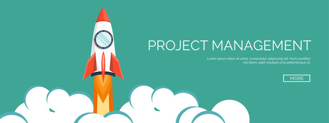 Flat rocket. Project start up. Space. Smart solutions. New product launch